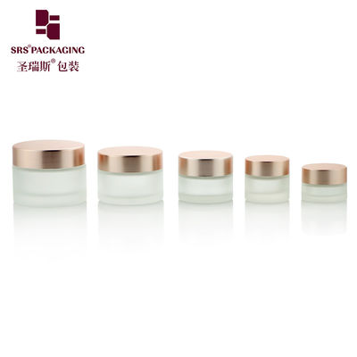 kopen 3g 5g 10g 15g 20g 25g ronde heldere bevroren potten met rozengoud dop voor gezichtscrème glazen pot 10ml online manufacture