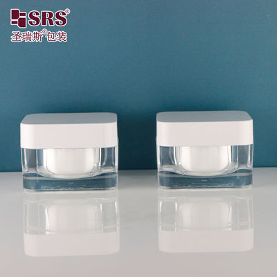 kopen 15g 30g 50g Cosmetische vierkante vorm Aanpassing Container Elegante lege crème potten Acryl pot 15ml online manufacture