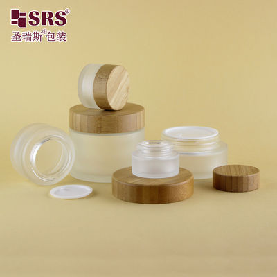 kopen 15 g 30 g 50 g 100 g 200 g lege, heldere, matte, op maat gemaakte glaspot, cosmetische pot, bamboe online manufacture