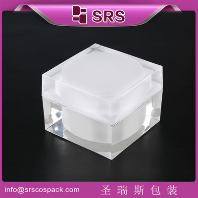 kopen SRS produceert luxe acryl lege pot plastic gezichtscrème container met zwarte schroefdop online manufacture