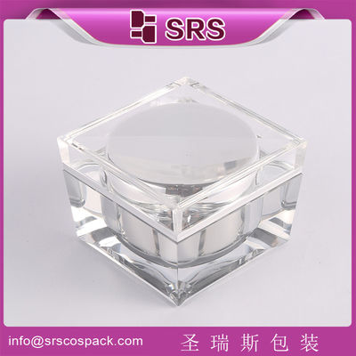 kopen SRS fabrikant groothandel 30g 50g 100g luxe acryl cosmetische vierkant doorzichtige plastic pot online manufacture