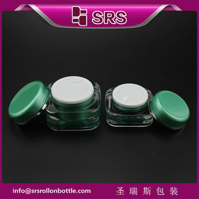 kopen Groene kleur huidverzorging pot,hoge kwaliteit vierkante vorm cosmetische container leeg online manufacture
