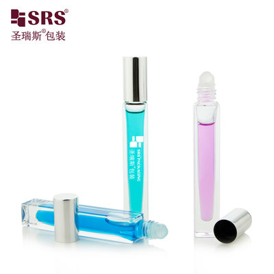 kopen Vierkante vorm Op maat gemaakte heldere fles Perfume Oil Applicator Glass Roll On 10ml online manufacture