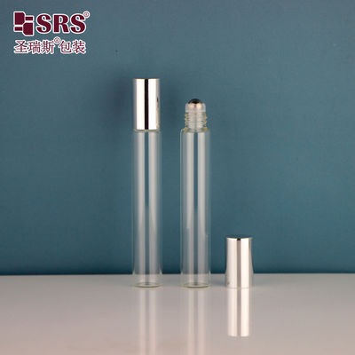kopen 15 mm doorsnede buis buis glas 10 ml roerbalrol van roestvrij staal op fles met glanzend metalen aluminium dop voor essentiële oliën lege parfumverpakking online manufacture