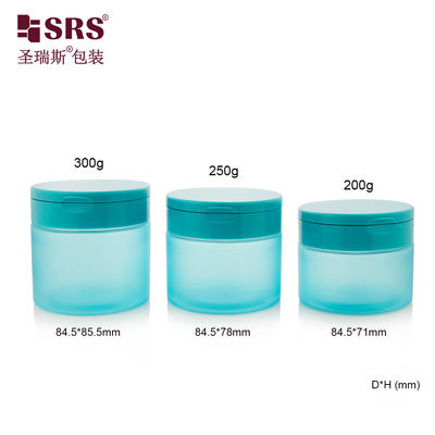 kopen PET007 200g 250g 300g Plastic PET Cream Jar With Flip Cap For Body Scrub Toner Pads Wirh Spoon online manufacture