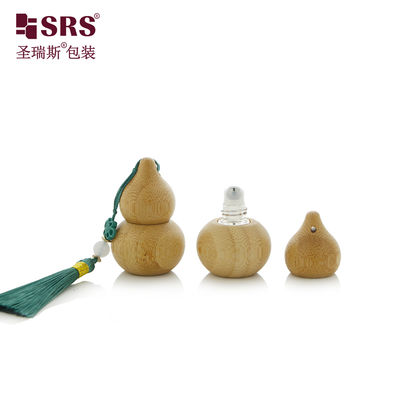 kopen Mini pompoenvorm Echte bamboeglas Inner Roller Ball Fles Voor Parfuumolie Luxe Op maat online manufacture