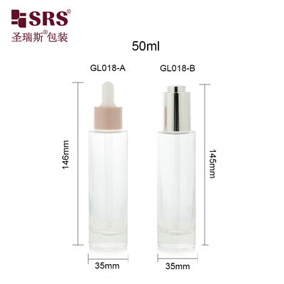 kopen GL018 50 ml cilindrische ronde vorm dikke wand glas dropper fles voor huidverzorgingsserum online manufacture