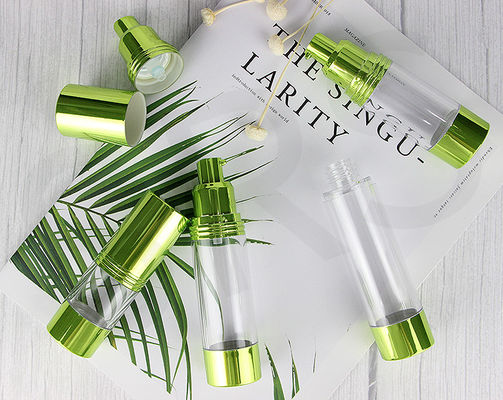kopen 15 ml, 30 ml, 40 ml, 50 ml, 80 ml, 100 ml, 120 ml SAN, metalen, groene, luchtloze plastic fles online manufacture