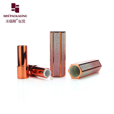 kopen Hexagon vorm leeg uniek ontwerp bling glanzende lipstick buis lage moq online manufacture