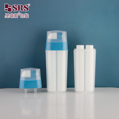 30 ml Double Tube PP PCR Recycled Lotion Serum Gel Huidverzorging Luchtloze Cosmetische Fles 20 ml