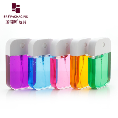 Groothandel Pocket Size Transparent PETG Plastic Parfum Verpakking Vierkante Telefoon Mist Spray Fles 50 ml