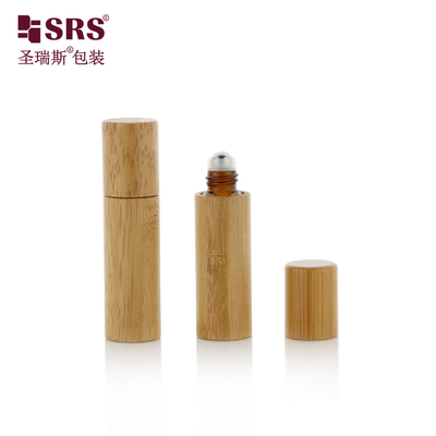 5 ml lege Amber Innerfles Parfum Essentiële olie Roller Bamboeglas Cosmetische container