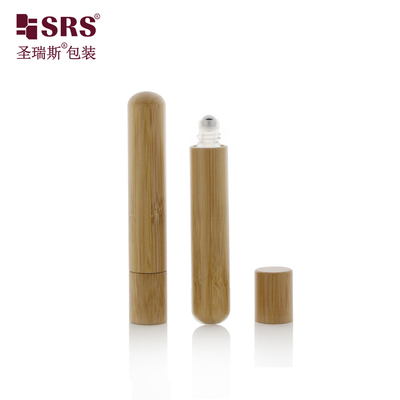 Ronde bodem Schattig Essentiële Olie Roller Stalen Ballen Flessen Massage Geen lekkage Natuurlijke bamboe Fles Glas