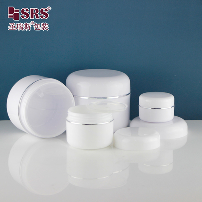 Klaar voor verzending Witte dubbele wand Ronde lege cosmetische crème Witte plastic potten 50 ml