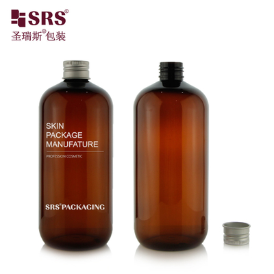 SRS Ronde Boston Shape Toner 500 ml Plastic PCR Grote capaciteit Eco-vriendelijke Amber PET Fles