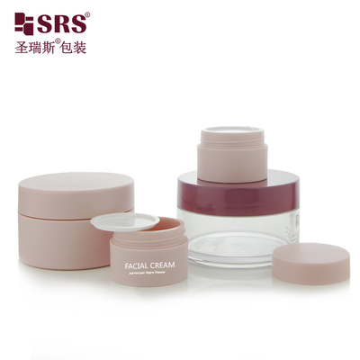 15g 80g Matte Afgewerkte lege Plastic Cream Container Custom Roze Kleur PET Cosmetische potten
