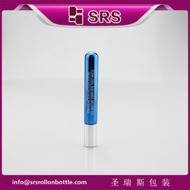 10 ml gemetalliseerde blauwe glazen rol op fles met metalen bal en zilveren aluminium dop voor oogserum, essentiële olie