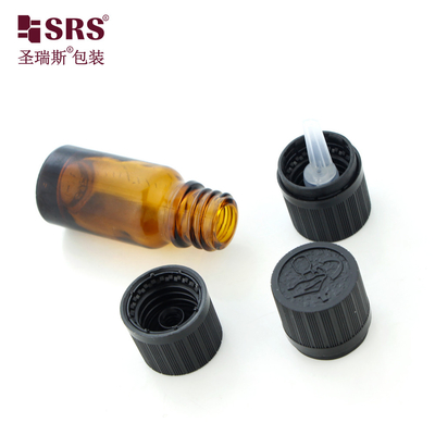 lege cosmetische glazen flessen met CRC kinderbestendige dop Amber 10 ml essentiële oliefles