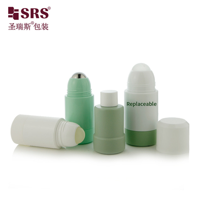 50 ml 75 ml lege vervangbare opvulbare PP PCR gerecycleerde injectie maatkleurige deodorant luxe rol op fles
