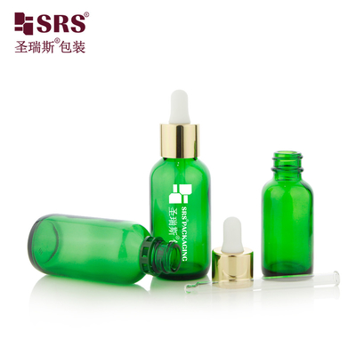 30 ml 60 ml klaar voor verzending lege groene kleur aluminium schouder glasflessen met dropper