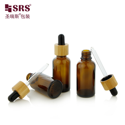 1 oz lege Amber Cosmetic Essential Oil Bamboe Shoulder 30 ml glazen dropperfles