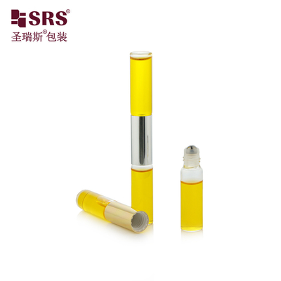 SGB2-5ml+5ml Transparante Duidelijke Dubbele Einde Glasfles Met Stalen Bal Voor Essentiële Olie Parfum