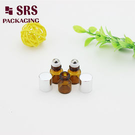 1 ml super mini amber glasrol op fles met stalen bal en aluminium dop