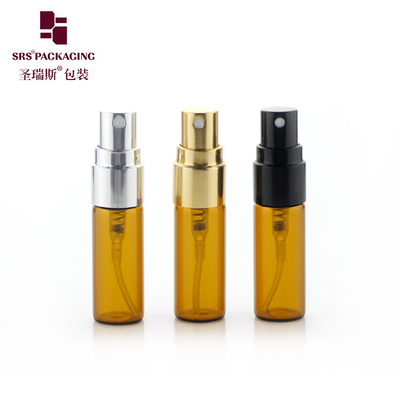 BLPA-3ML Amber Vial Tube Glasfles Met Aluminium Gold Sprayer Pump Voor Parfum