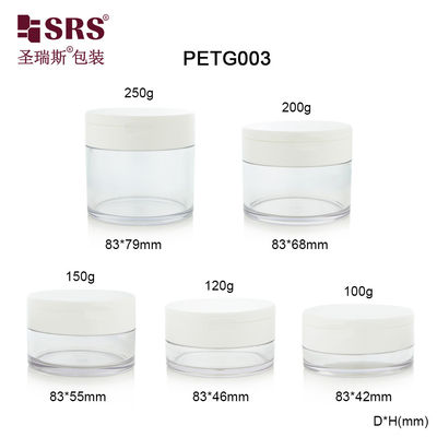 PETG003 100g 120g 150g 200g 250g Transparent PETG Plastic Jar Container Voor Gezichtscrème Body Scrub Verpakking