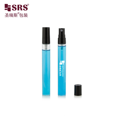BLPP-10ML 14mm DIA Fijne mist zakgrootte Doorzichtige buisglasfles met zwarte plastic spuitpomp voor parfum