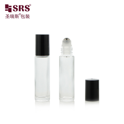 Whosale geurverpakking 10 ml doorzichtige glazen rolbalrol op fles Vacuümtest 100% zonder lekkage stalen hoofd applicator massage voor essentiële oliën voor de huidverzorging