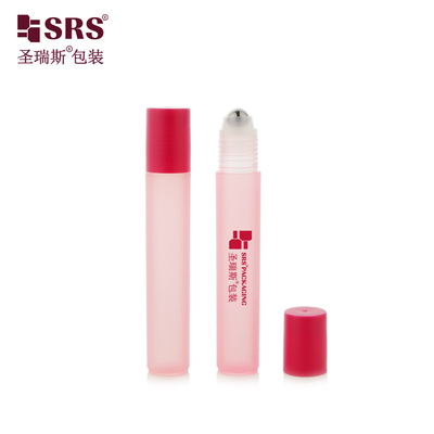 RPP-15ML Rood Plat Plastic Screw Cap Geen lek PP Roll-On Fles Met Stalen Bal Voor Oog Gel Pijnverlichting