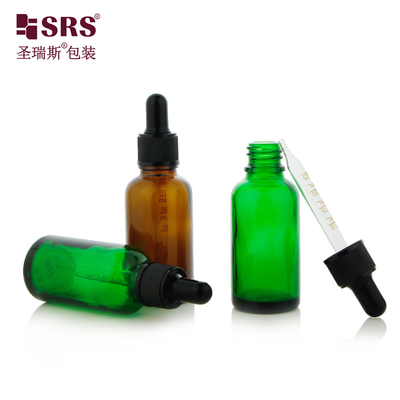 D002 Duidelijk Ambergroen Blauw Glasdruppelfles voor essentieel Oir cosmetisch serum