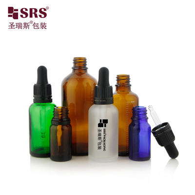 D003-2 Frosted Clear Green Blue Amber Transparent Glass Dropper Bottle TE Tamperproof Design Lid
