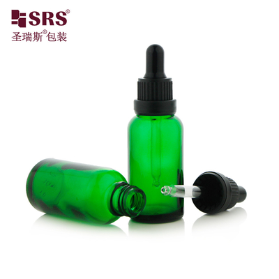 D005 Lichaamsmassage olie lege groene Amber blauwe glazen fles met dropper deksel aangepaste kleur