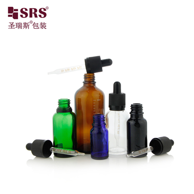 D006 15 ml 30 ml 50 ml Groen Doorzichtig Helder Glas Dropper Fles Voor Gezichtsserum Tamperproof Deksel