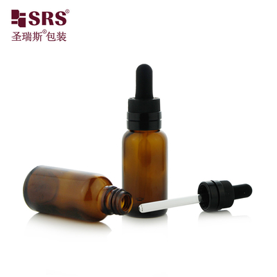 D007 Amber halfdoorzichtige schimmelglasdruppeldoos Fles voor haaressentie Tamperproof Child Resistant Lid Seal