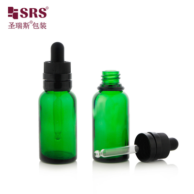 D008 Halfdoorzichtige groene bruine glazen schimmelfles Luxe CRC Tamperproof Dropper Lid Makkelijk te gebruiken voor haar essence