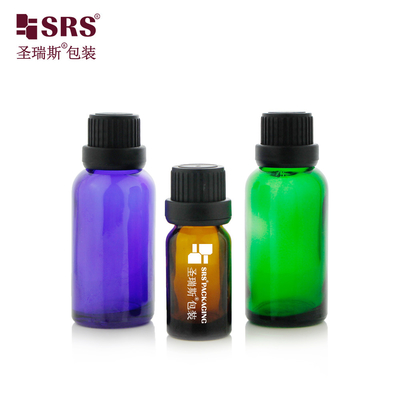 G004 Blauw Amber Groen Glas Ronde Fles Met Grote Schroef TE Cap Voor Olie Geneeskunde Vloeistof Verpakking
