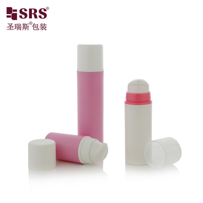 A0211 15 ml 30 ml 50 ml Ronde vorm Elegante plastic luchtloze pomp Lotion fles Roze Snap On Design pomp