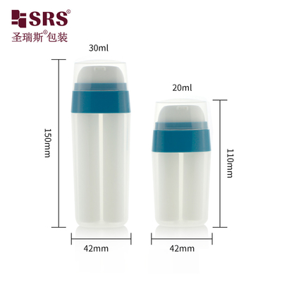 PA214 20 ml 30 ml Ovale vorm Dubbelbuis Plastic PP PCR Lotion Pump Fles Uniek ontwerp Duurzaam materiaal