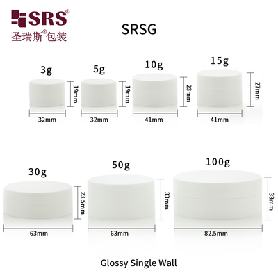 SRSG 3g 5g 10g 15g 30g 50g 100g Plastic Leeg Glanzend Oppervlak Eénwand Uniek Ontwerp PP Jar Voor Body Cream