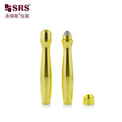 SRS8447-15ML Metaliseerde glanzende goud lege PETG plastic rol op fles voor ooggel taille vorm