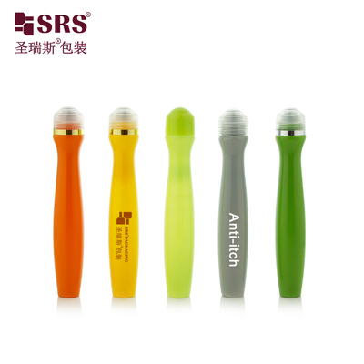 SRS8447-15ML Injectie Aangepaste kleur Radiumvorm PETG Fles Voor anti-jeuk vloeibare rolbalfles Aanpassing