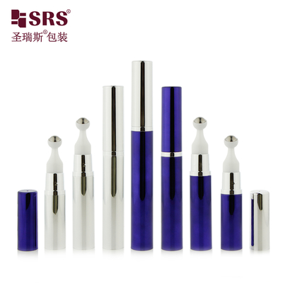 A0031 5ml 10ml 12ml 15ml AS PP Airless Roller Stalen Bal Fles Voor Serum Gel Schroefpomp Applicator Maatwerk Groothandel