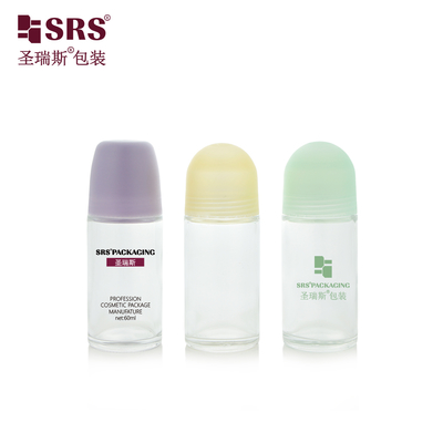 BLPG-C 60ml Groothandel Schoonheid Helder Glazen Roll-On Deodorant Verpakkingsfles Met Plastic Dome Dop
