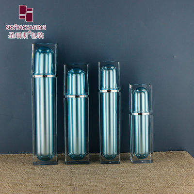 Shengruisi nieuwste ontwerp lege vierkant metalen acryl luxe pomp huidverzorging lotion fles