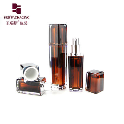 L054 Shengruisi 30 ml 50 ml luxe Vierkante vorm gemetalliseerde Plastic lotion pomp Fles voor cosmetische producten