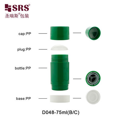 D048 Injectie Custom Green Color Plastic PP PCR Deodorant Stick Container Groothandel Luxe Cosmetische Verpakking