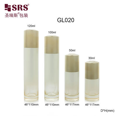 GL020 30ml 50ml 100ml 120ml Luxe Lege Transparante Glazen Fles Met Lotionpomp Voor Cosmetische Crème